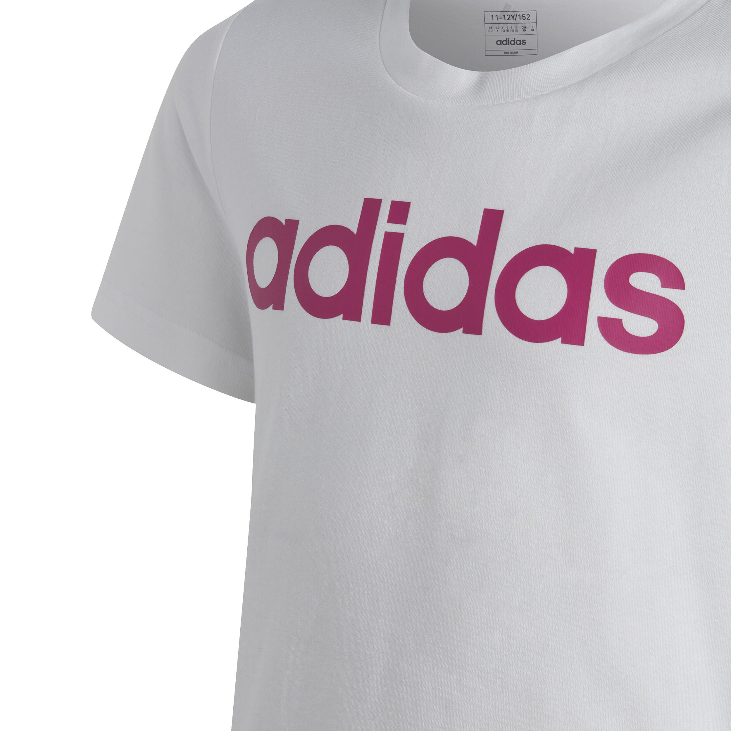 Linear Logo Cotton Slim Fit T-Shirt Mädchen - Weiß, Pink