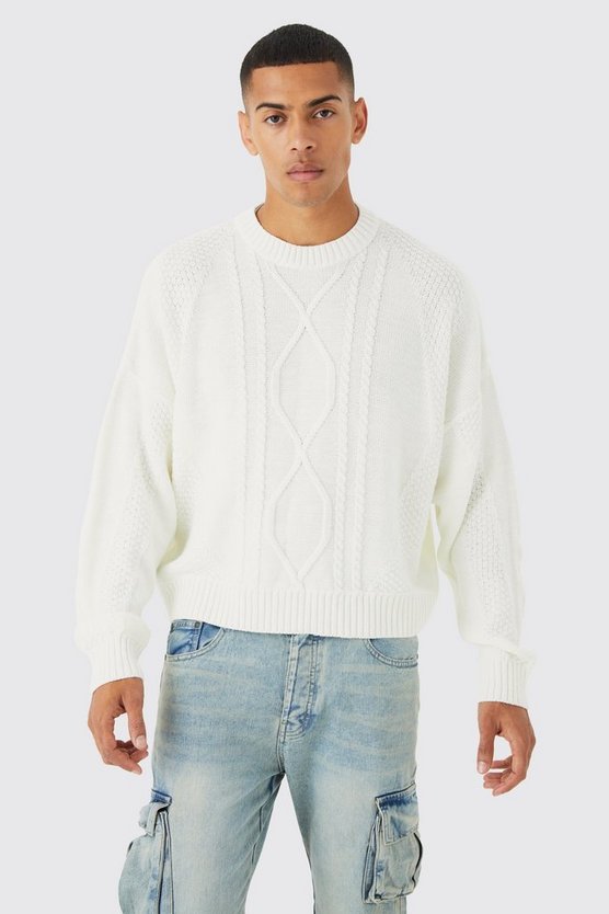 Kastiger Zopfmuster-Pullover