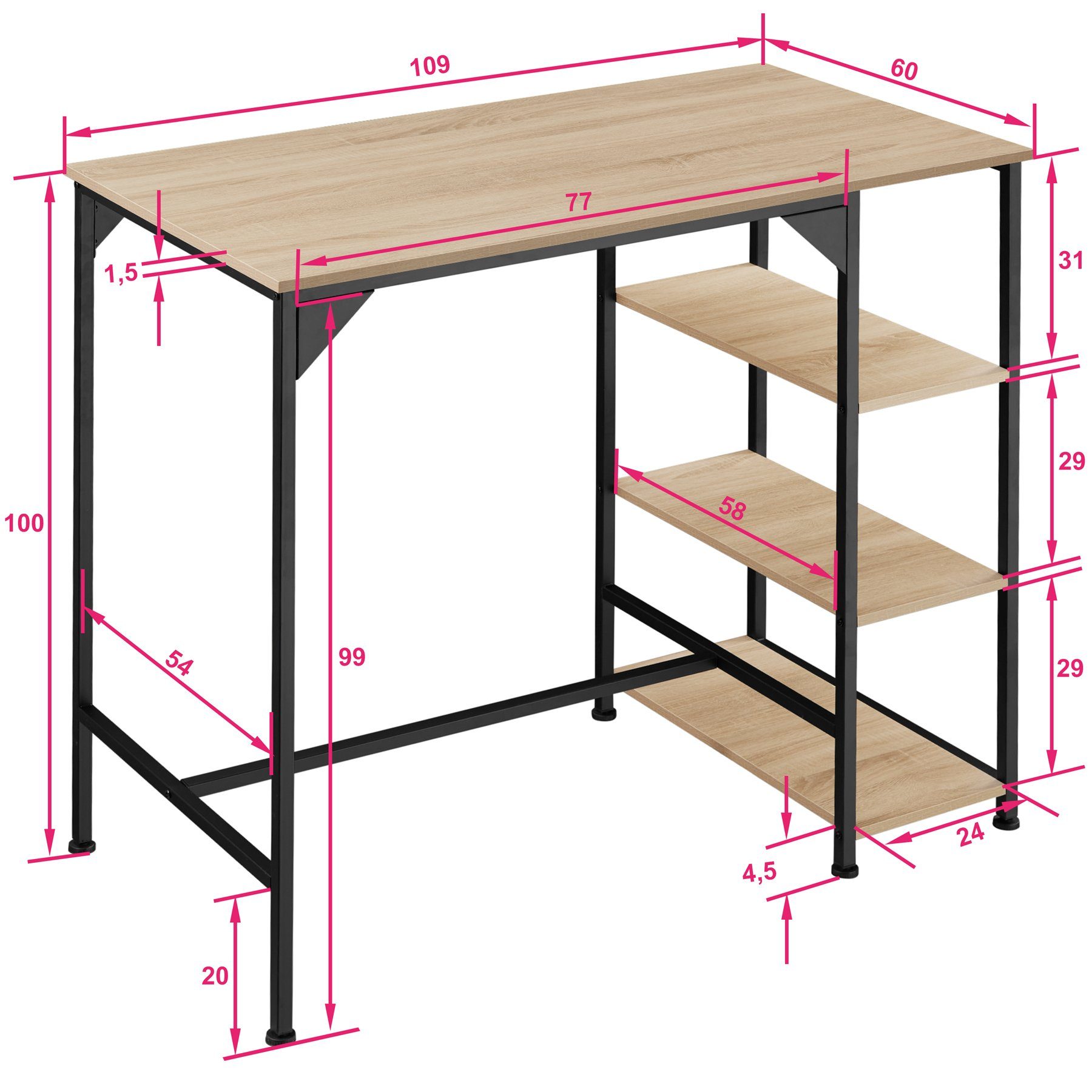 tectake Bartisch Cannock (1-St., 1 tlg)