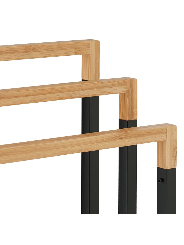 relaxdays Handtuchständer in Schwarz/ Natur - (B)45 x (H)76 x (T)21,5 cm günstig kaufen onesize