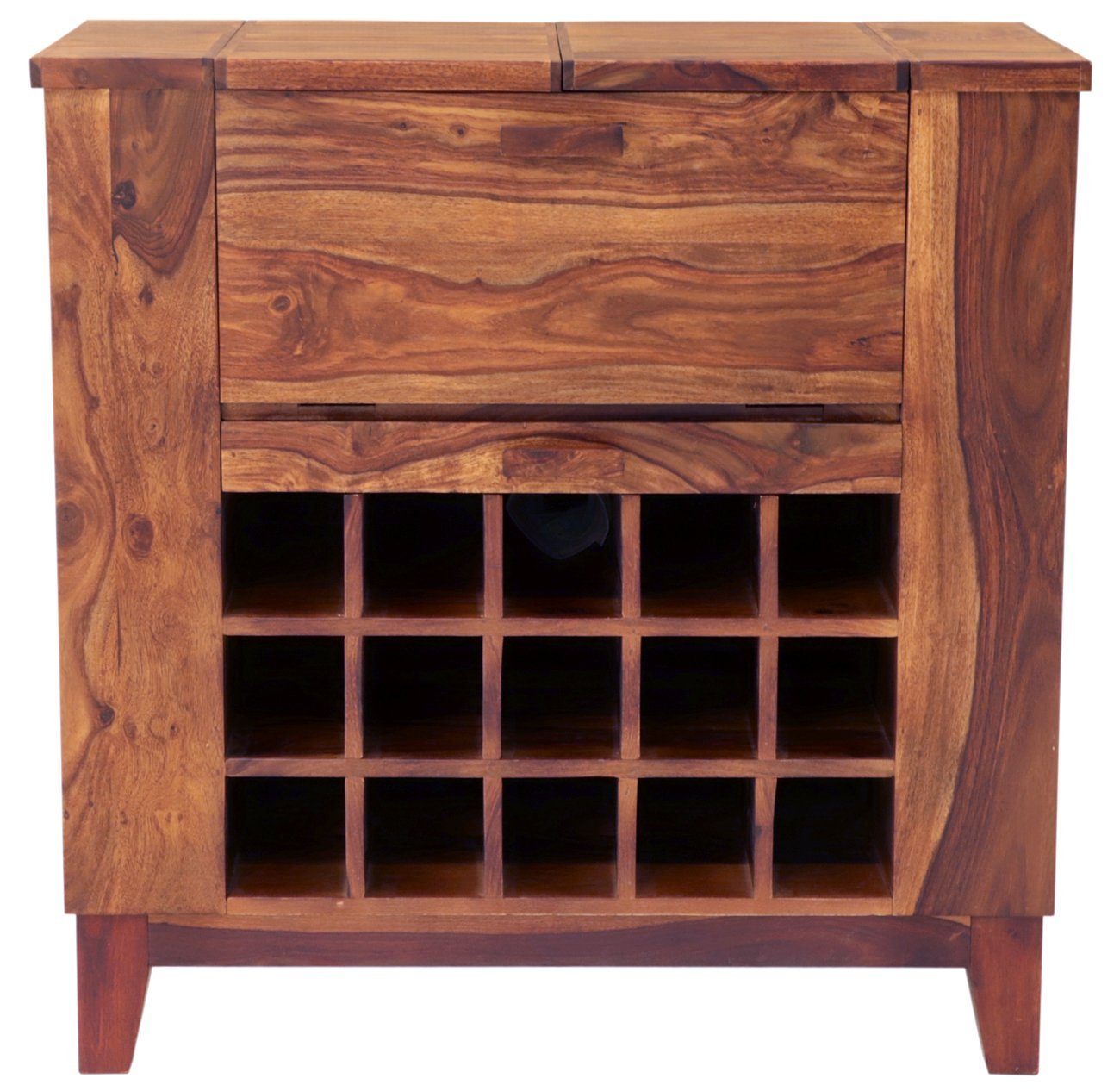 Indischesmoebelhausde Barschrank Barschrank Kali 90x90x45 aus indischem Sheesham-Massivholz