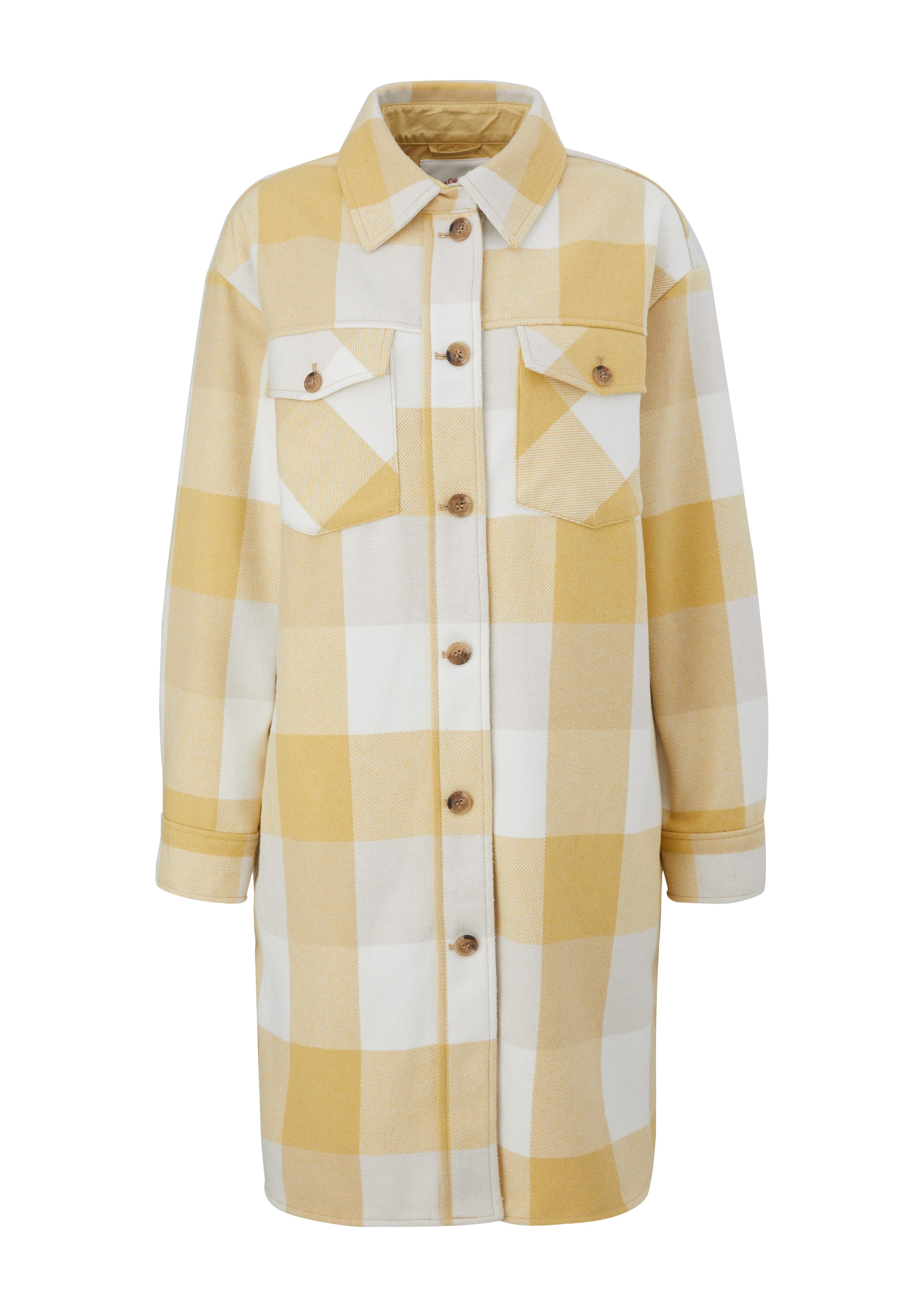 s.Oliver Jackenblazer Langes Hemd mit Karo-Muster Label-Patch