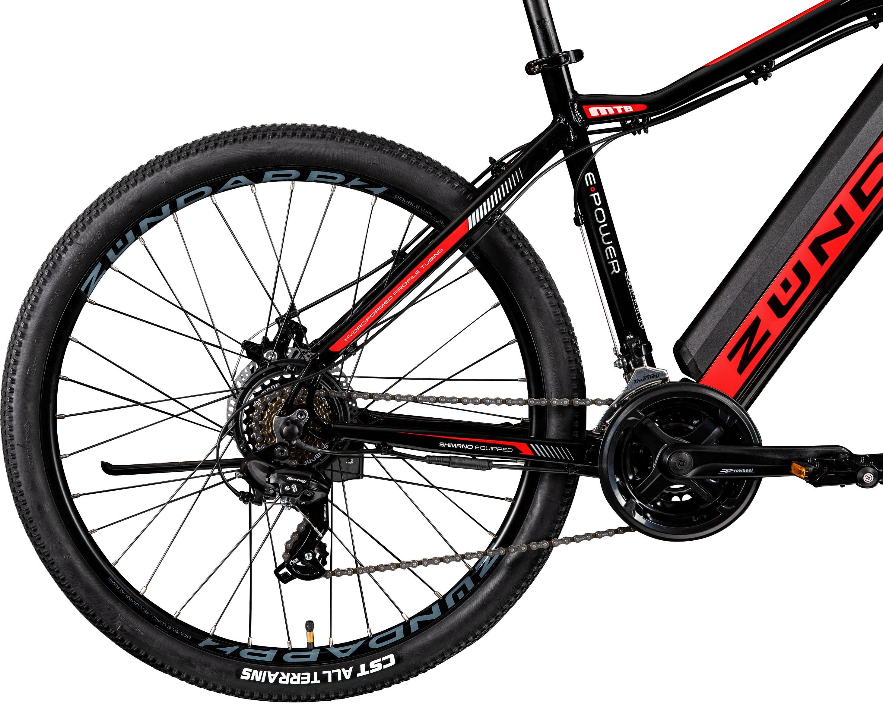 Zündapp E-Bike Z801, 21 Gang Shimano Tourney RD-TY300 Schaltwerk, Kettenschaltung, Heckmotor, 418 Wh Akku