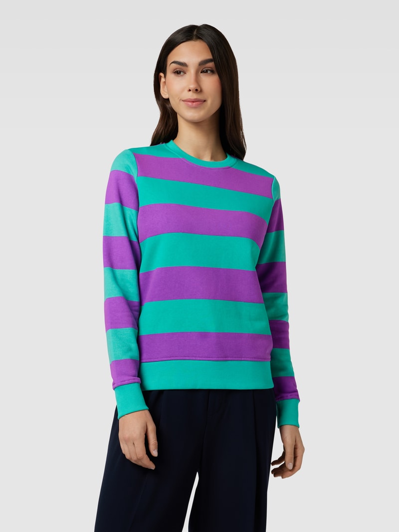 Sweatshirt mit Blockstreifen in apfelgrün