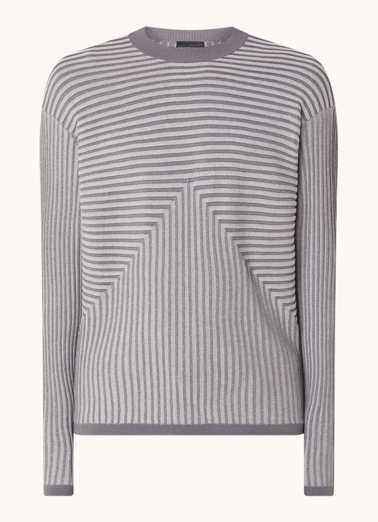 Pull Emporio Armani en mélange de lin à maille fine et structure côtelée