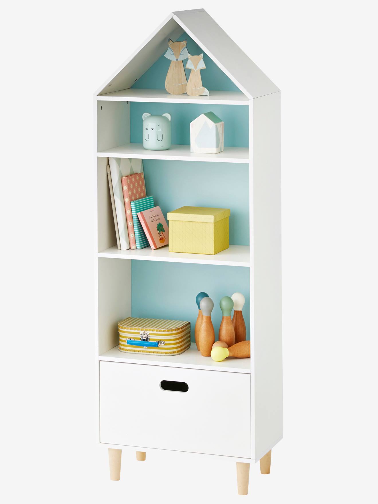 Vertbaudet Kinder Regalschrank MAISON, 5 Fächer - weiß