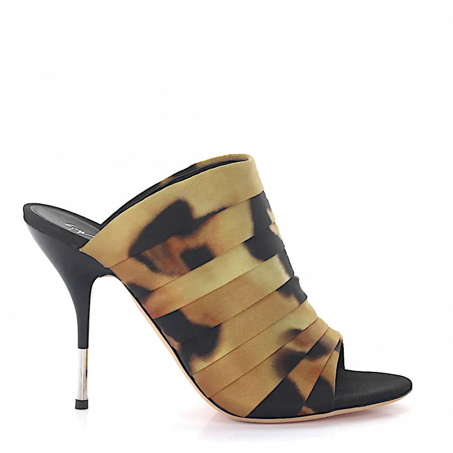 Giuseppe Zanotti - High Heels Satin Krempe Leo Print Raffung bunt leopard - bunt