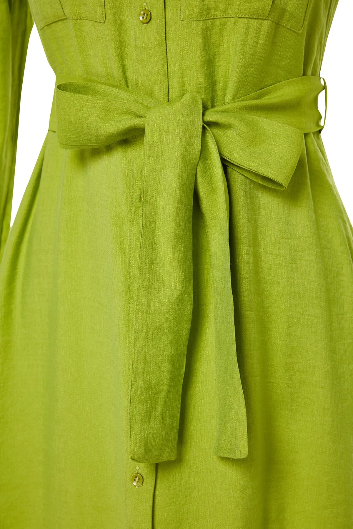 Trendyol Modest  Ölgrünes gewebtes Hemdblusenkleid mit Gürtel und Taschendetail TCTSS23EB00059