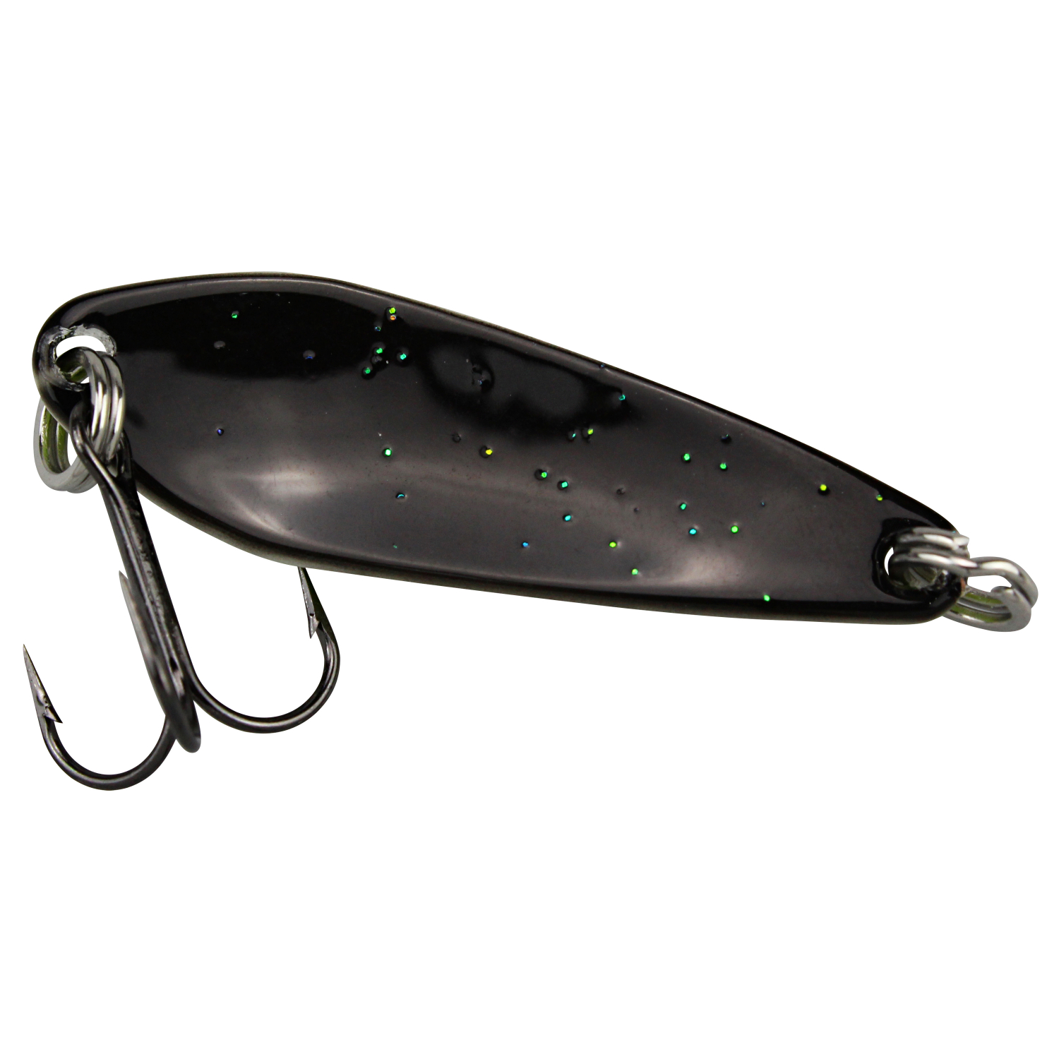 FTM Trout Spoon Omura Lachs (5,0 g, Schwarz-Chartreuse Glitter/Schwarz Glitter UV)