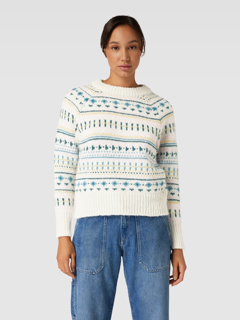 Strickpullover mit Rundhalsausschnitt Modell 'FENJA' in ecru
