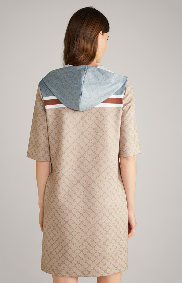 Sweat-Kleid in Beige gemustert