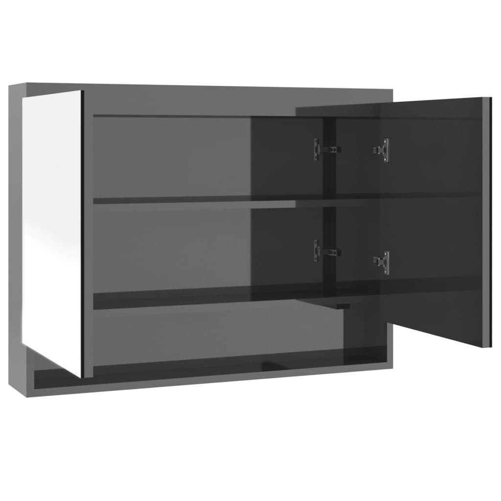 vidaXL Badezimmerspiegelschrank Spiegelschrank fürs Bad 80x15x60 cm MDF Glänzend Grau (1-St)