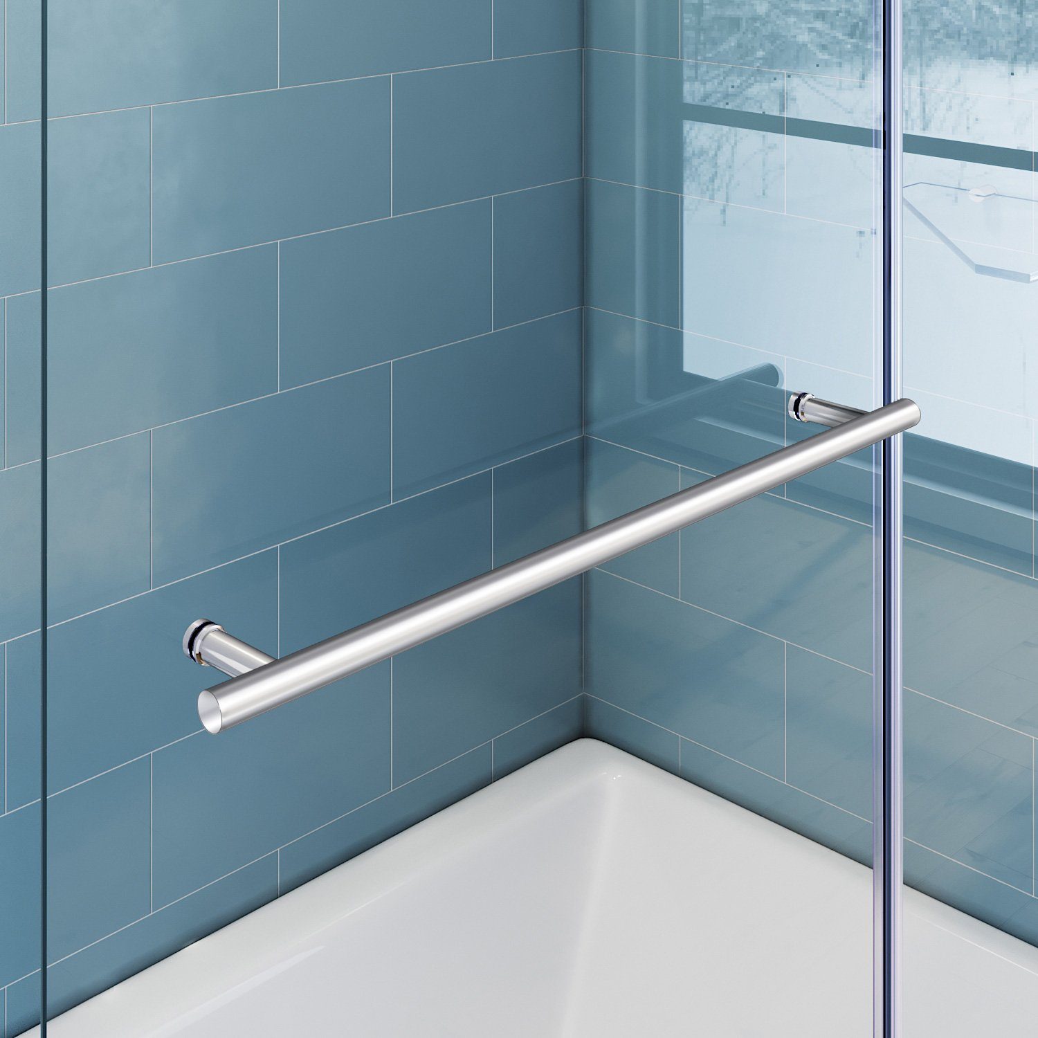 SONNI Badewannenaufsatz Duschtrennwand für Badewanne, 120x140 cm, für Badezimmer, Einscheibensicherheitsglas mit Nano Beschichtung, ESG mit Nano Beschichtung