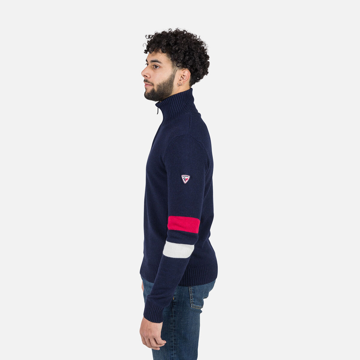 Herrenstrickpullover mit halblangem Reißverschluss Signature