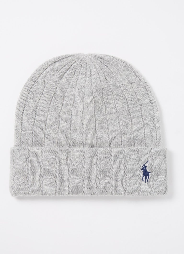 Ralph Lauren  Kabelgebreide muts in kasjmierblend met logoborduring