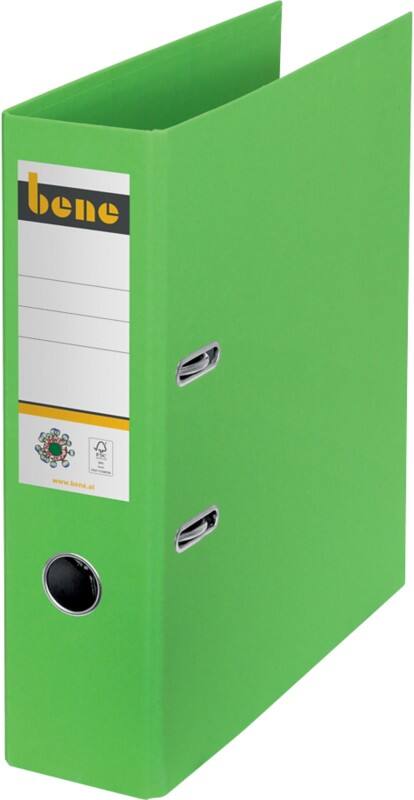 Bene No.1 Ordner DIN A4 80 mm Grün 2 Ringe 301400 GN Pappkarton Glatt Hochformat