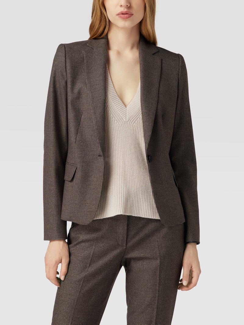 Blazer mit Hahnentrittmuster in dunkelbraun