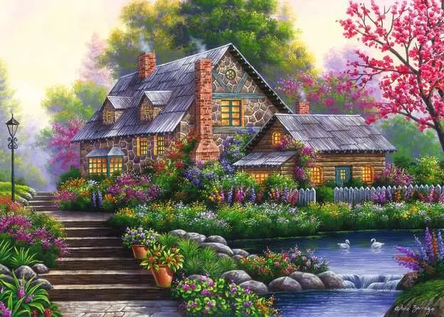 Puzzle 1000 Teile - Romantisches Cottage