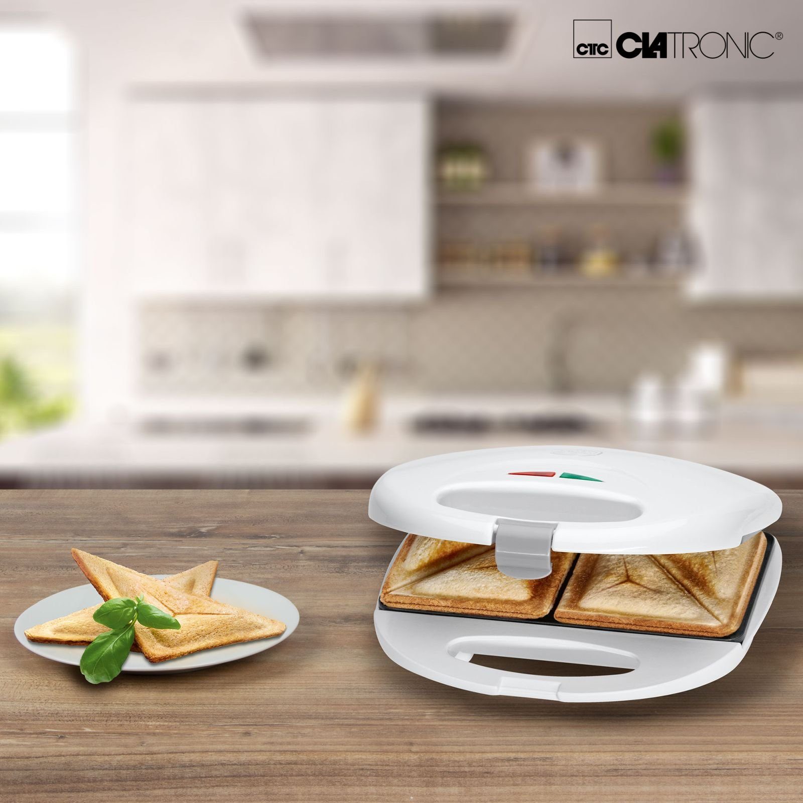 CLATRONIC Sandwichmaker CLATRONIC 2-Scheiben Sandwich-Toaster 750 W Sandwichmaker ST 3477 weiß