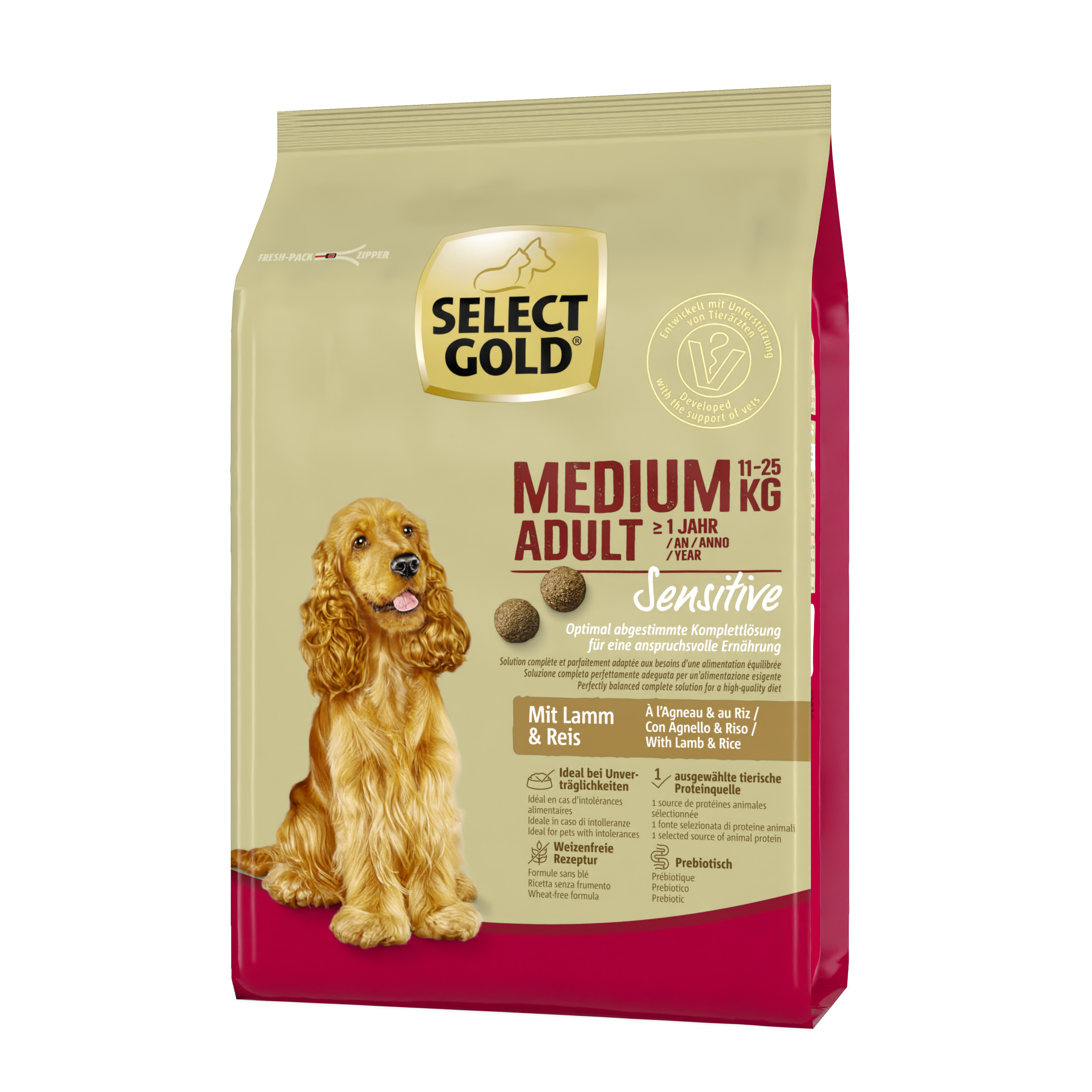 SELECT GOLD Hundetrockenfutter SELECT GOLD Sensitive Adult Medium Lamm & Reis 1 kg