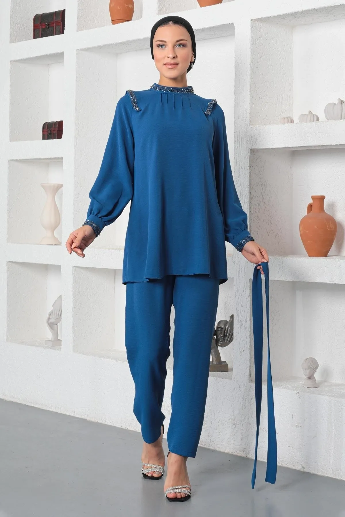 Modamihram  Steiniger detaillierter Anzug Indigo 18800