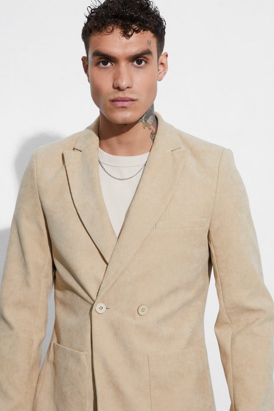 Zweireihiger Skinny Cord-Blazer