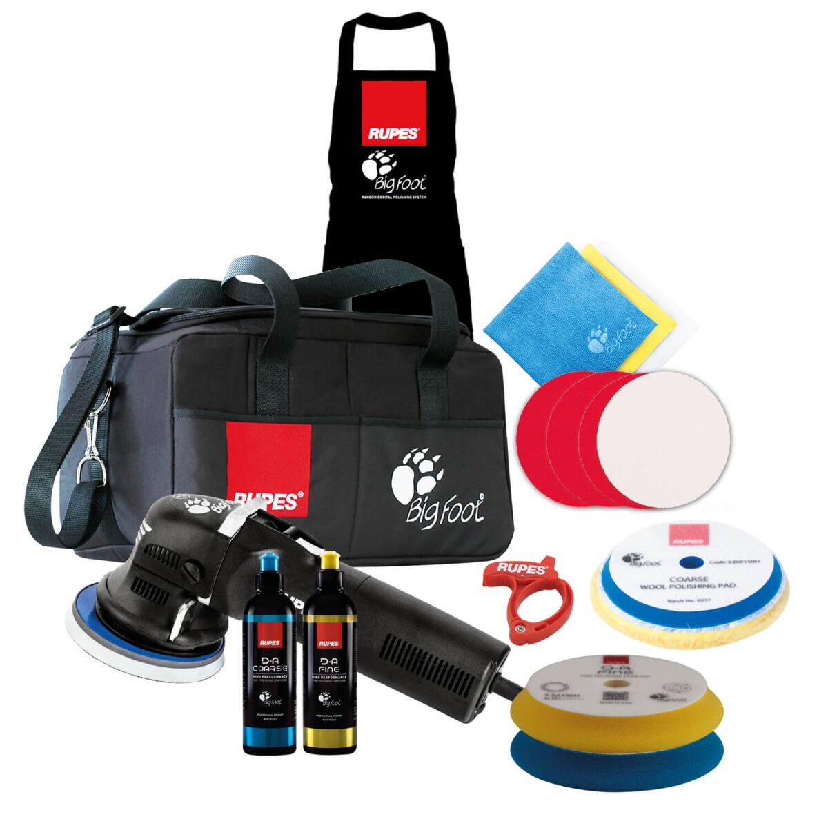 Rupes BigFoot LHR 12E Duetto Exzenterpoliermaschine Luxus Kit, 17-teilig