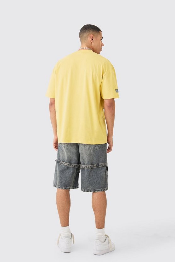 Graue Jeansshorts mit elastischem Bund