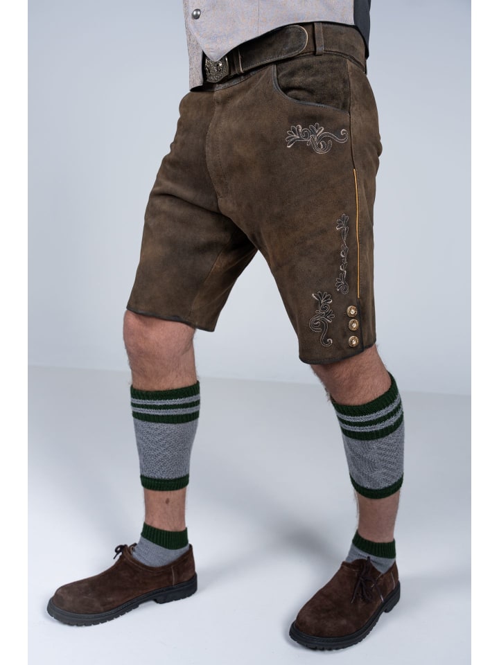 Edelnice Kurze Wildbock Lederhose Lothar in dunkelbraun günstig kaufen