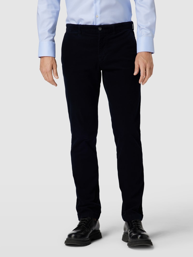 Cordhose mit Logo-Stitching Modell 'DENTON' in marineblau