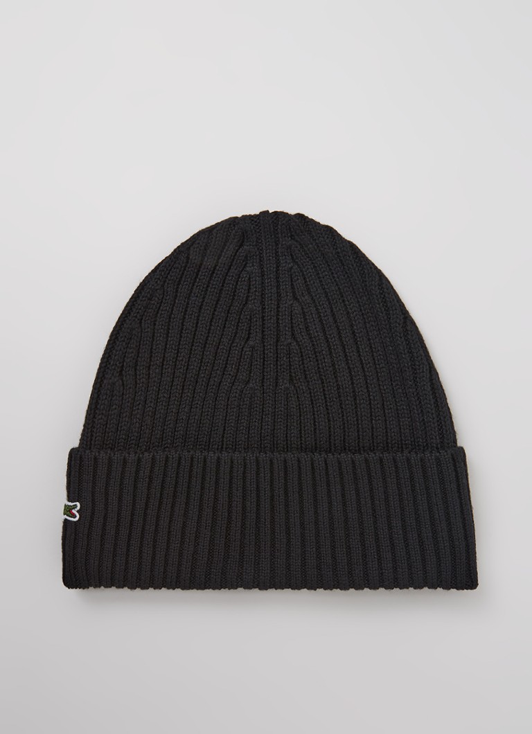 Lacoste wool beanie with logo embroidery