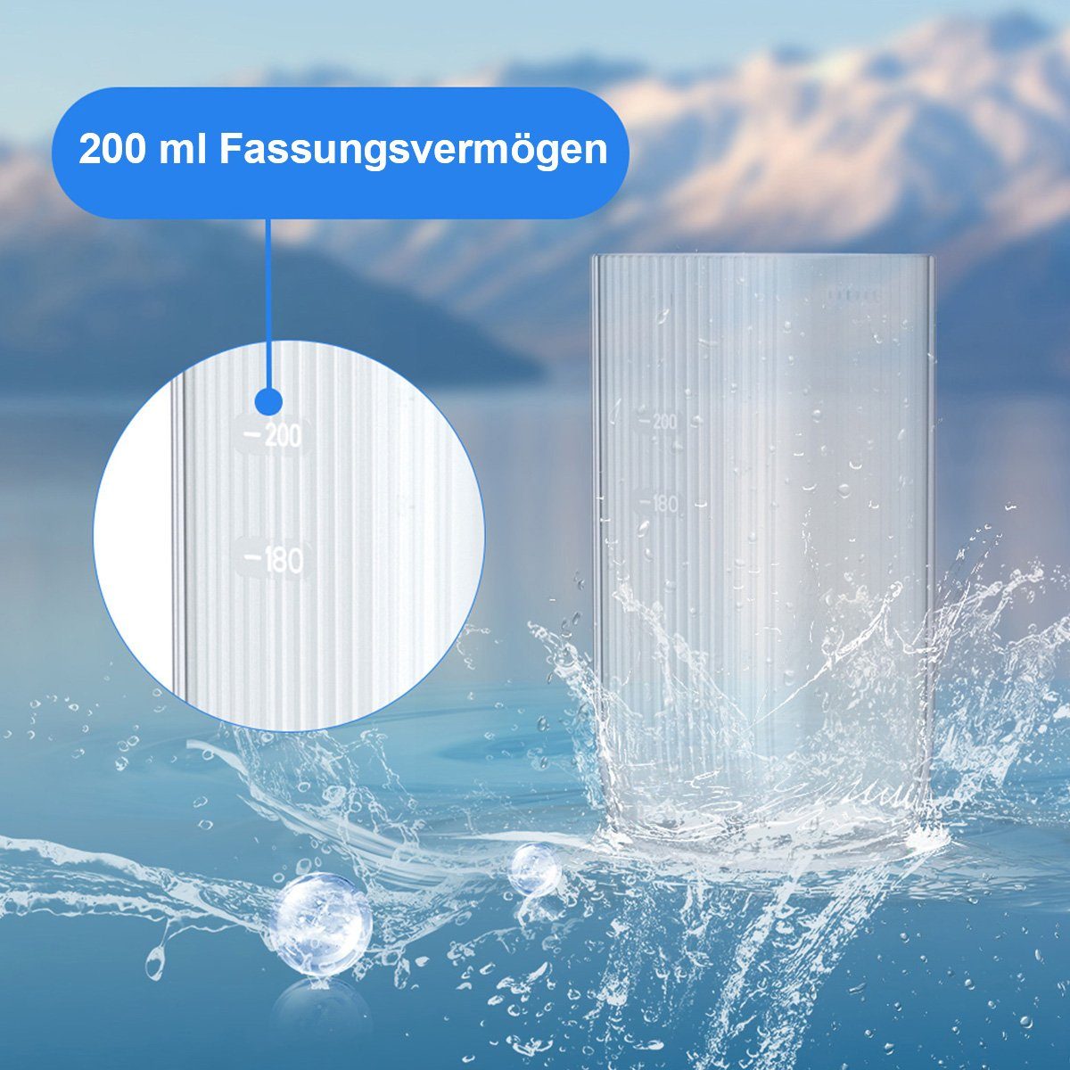 Yoyaxi Zahnpflege-Set Akku-Wasserflosser, Mundwasser-Flosser mit 3 Modi und 4 Düsen, Spiegelreflexion für gründlichere Reinigung, 1-tlg., geeignet für Reisen und den Heimgebrauch, 200 ml tragbarer Akku-Scaler mit einziehbarem Wassertank