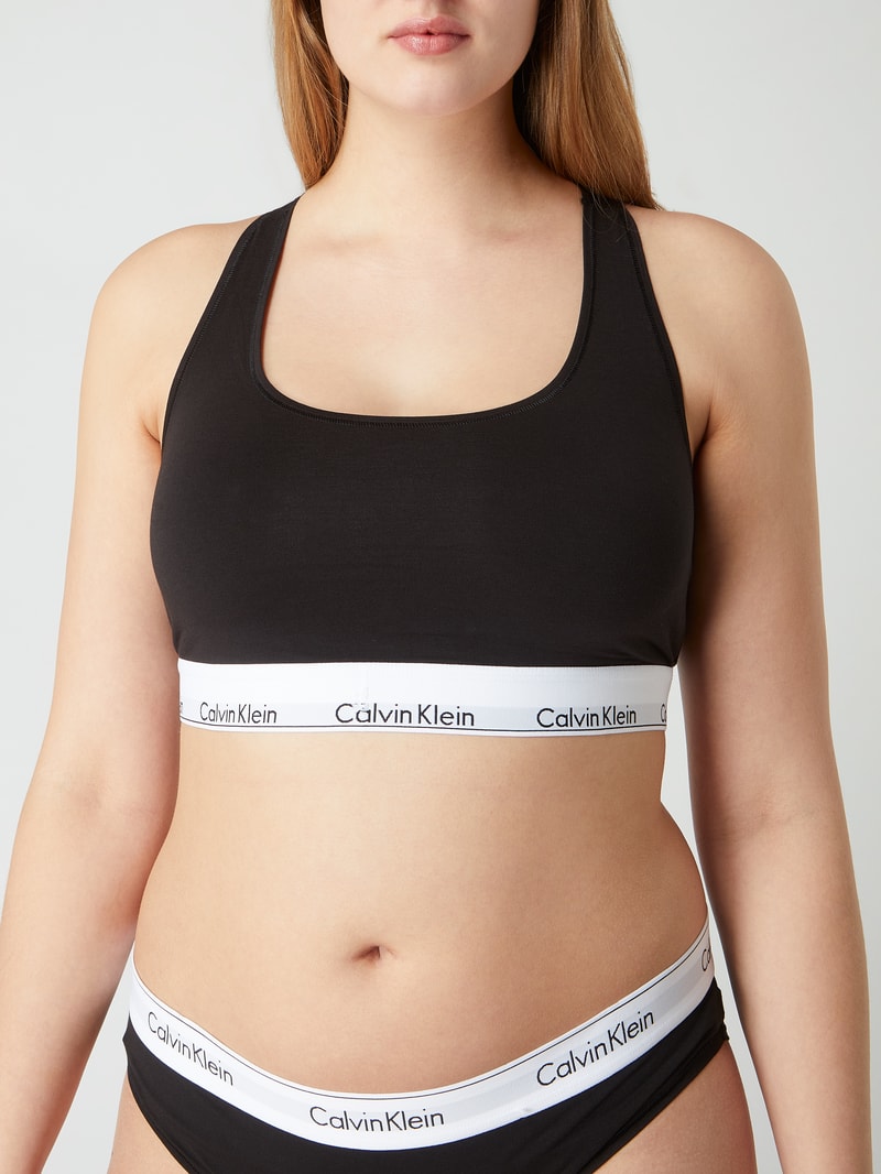 Bralette mit elastischem Logo-Bund in schwarz