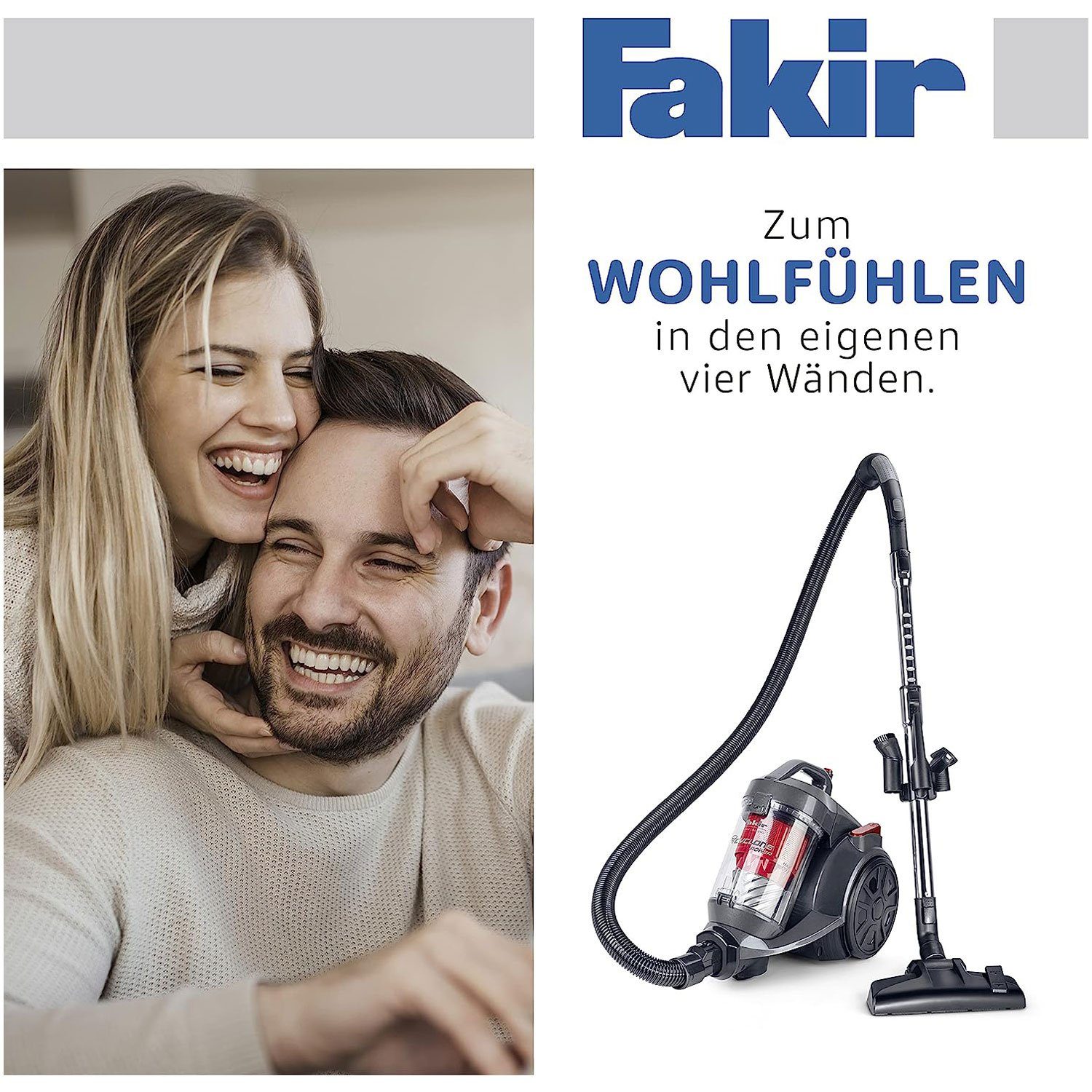 FAKIR Bodenstaubsauger BL 240, 700 W, beutellos, beutellos, HEPA 13-Filter, Metall-Teleskoprohr, gummierte Räder
