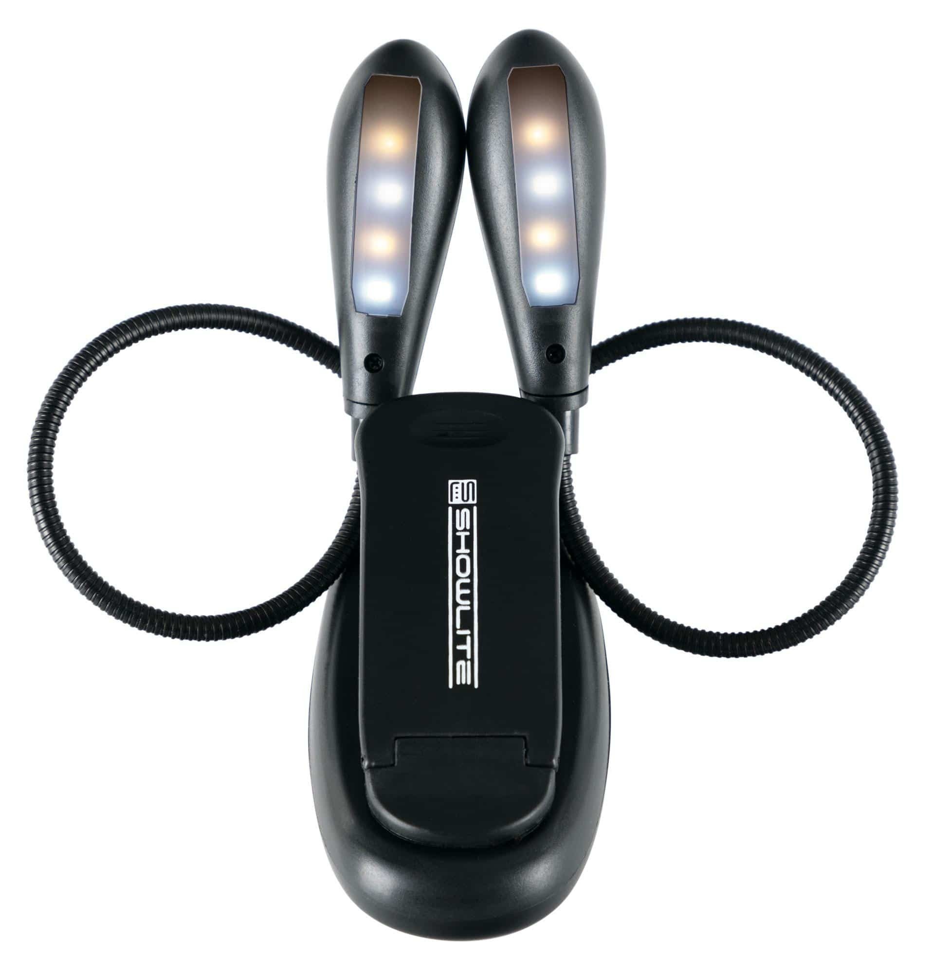 Showlite Notenpult Bright Light 8 Plus Akku LED Notenpultleuchte, (Clip Leselampe, 2-tlg., Inkl. USB-Kabel), zwei Farbtemperaturen - wiederaufladbarer Akku