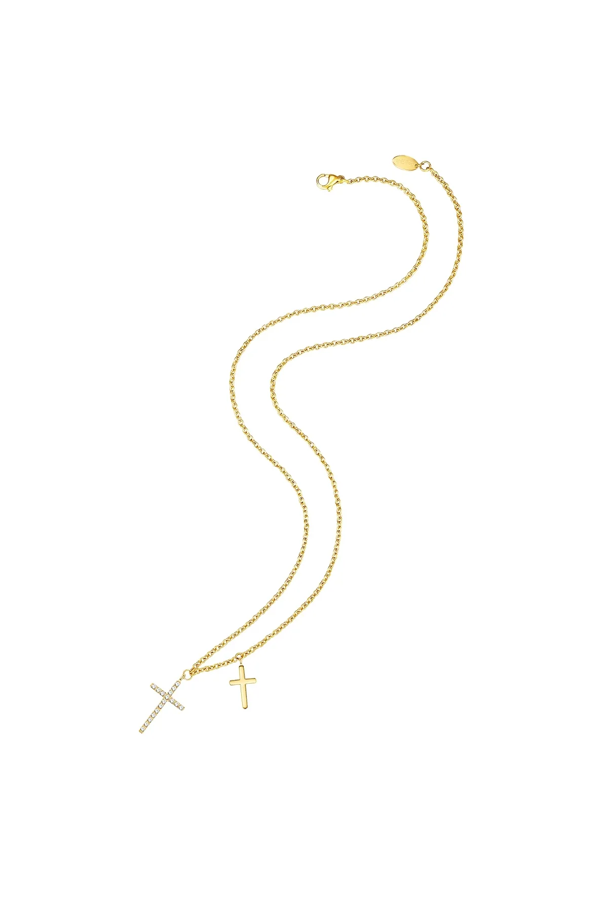 eastside  Edelstahlhalskette Kette mit Anhänger Edelstahl gelbgold Zirkonia weiß