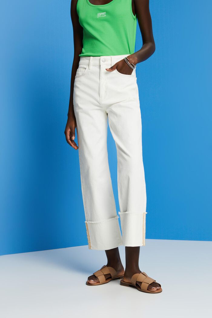 Jeans mit hohem Bund und Beinumschlag