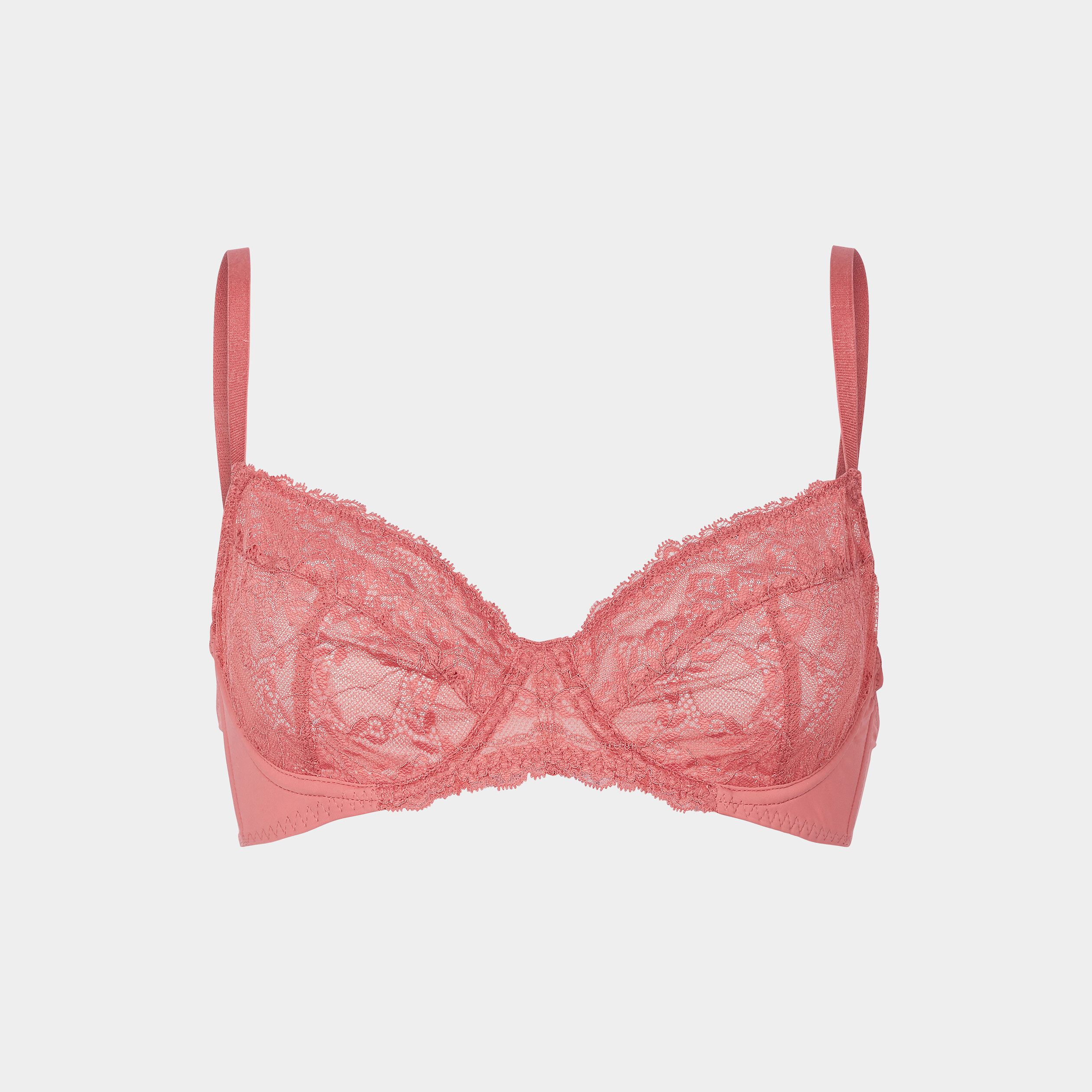 Soutien-gorge emboîtant micro dentelle rose poudrée femme | La Halle