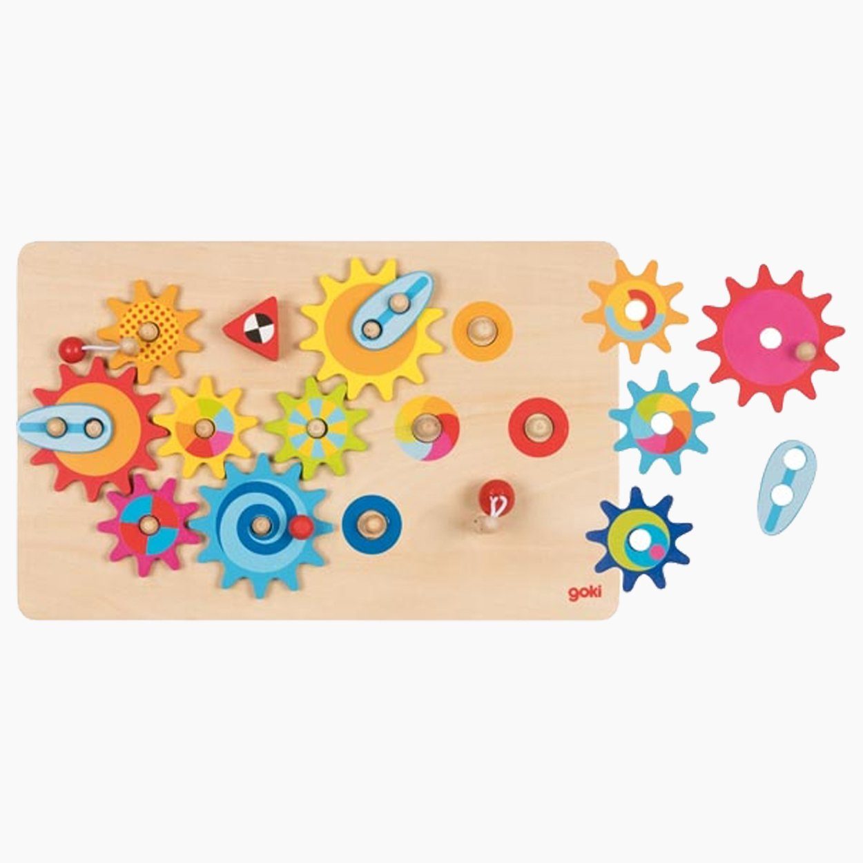 goki Lernspielzeug Das große Zahnradspiel nach Art Montessori, So kreativ, verspielt muss Lernen sein.