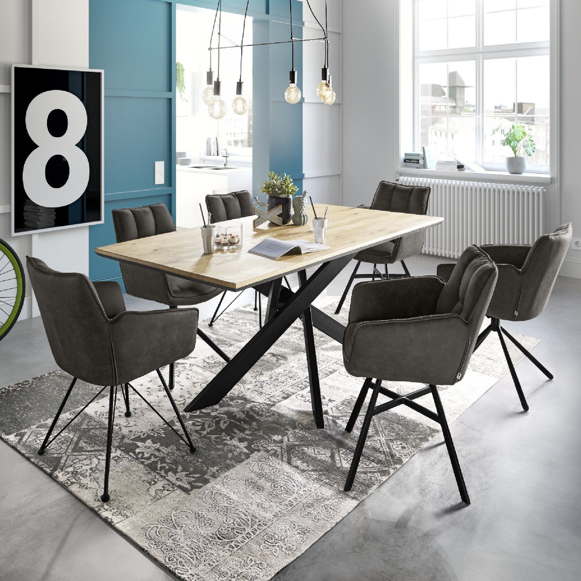 set one by Musterring Schalenstuhl Frisco, Bequemer Stuhl mit lässiger Kassettenheftung im Rücken