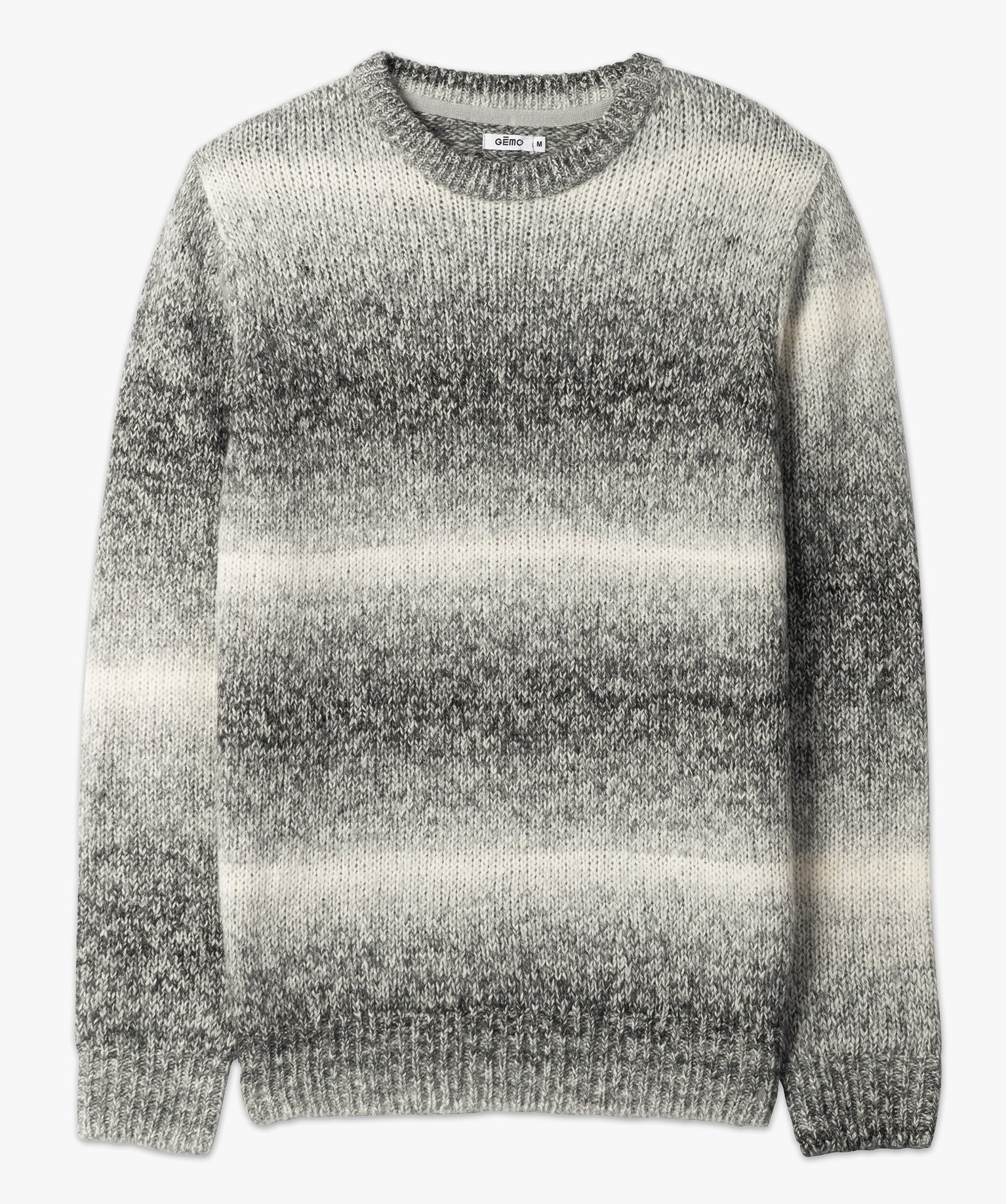 Pull homme avec col rond en maille chinée gris | GEMO