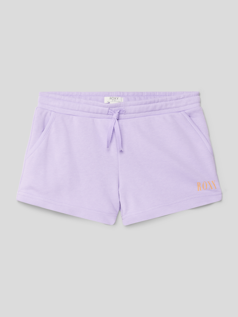 Sweatshorts mit Label-Detail Modell 'HAPPINESS FOREVER' in flieder