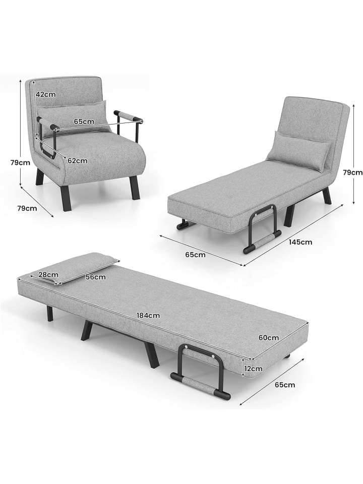 COSTWAY Schlafsessel Klappbar in Grau günstig kaufen onesize