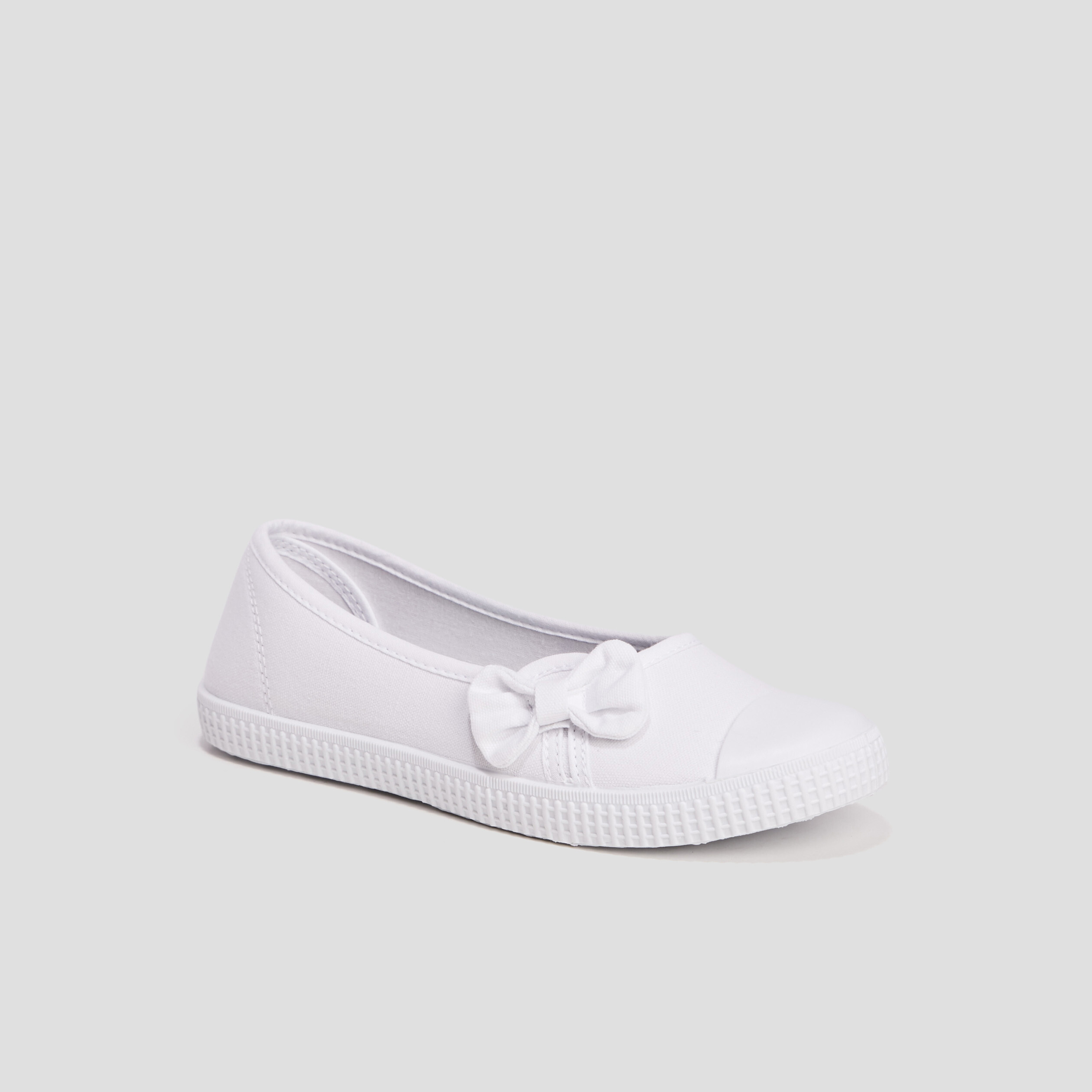 Ballerines en toile avec noeuds blanc femme | La Halle