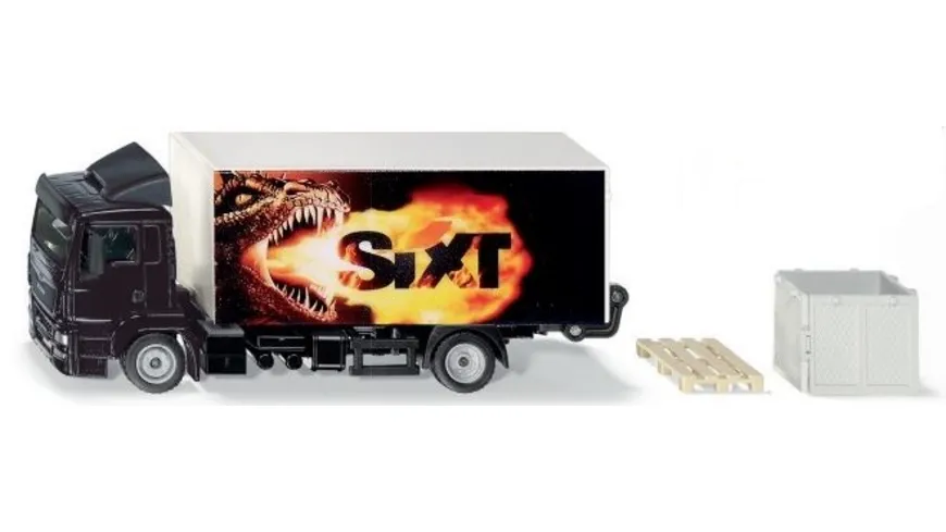 SIKU 199700002 MAN LKW mit Kofferaufbau, Ladebordwand und Gitterbox 1:50
