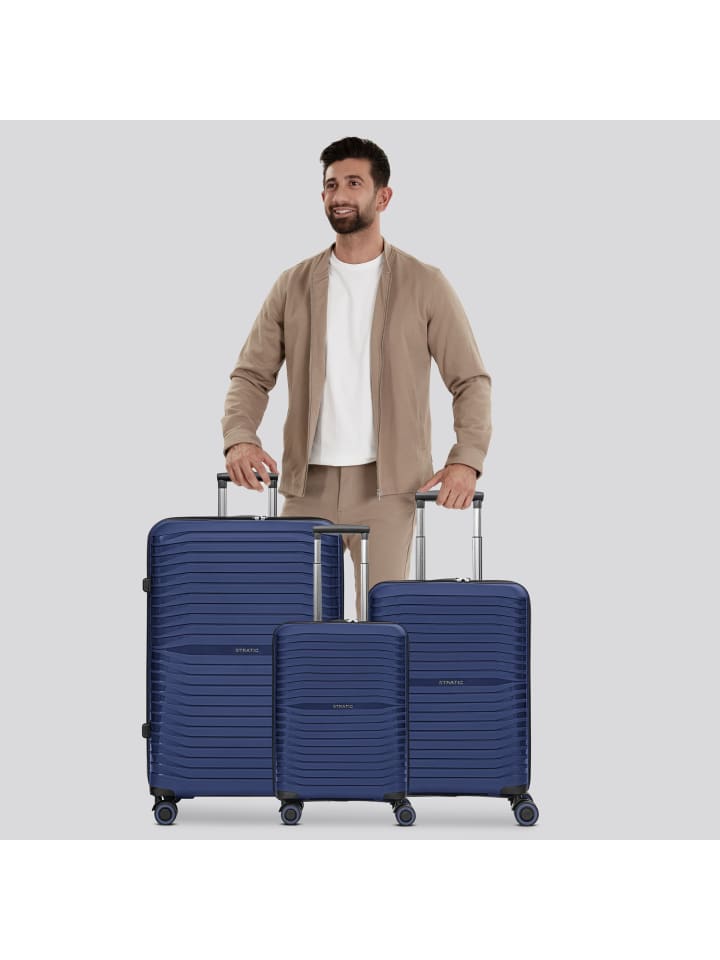 Stratic Shine 4 Rollen Kofferset 3-teilig mit Dehnfalte in navy blue günstig kaufen onesize