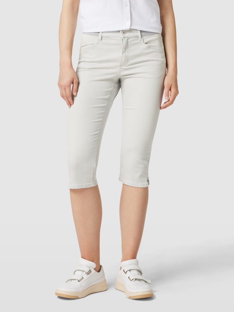Caprijeans mit Eingrifftaschen in hellgrau