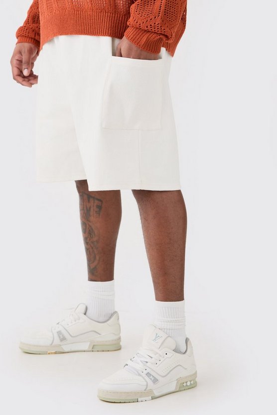 Plus lockere gerippte Cargo-Shorts