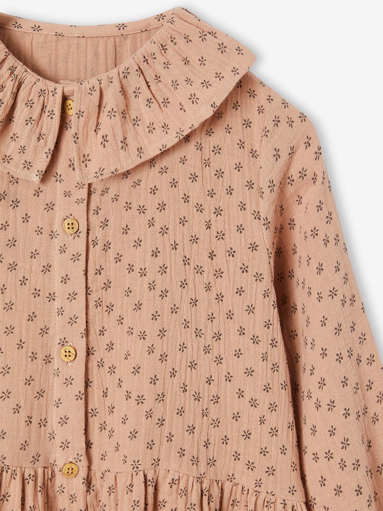 Vertbaudet Mädchen Musselinkleid - pulver beige