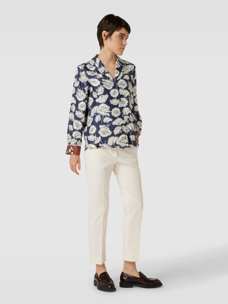 Bluse aus Seide mit floralem Motiv-Print Modell 'PALLA' in marineblau